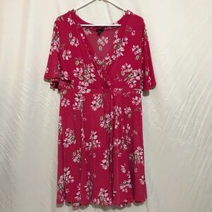Torrid pink floral faux wrap dress
